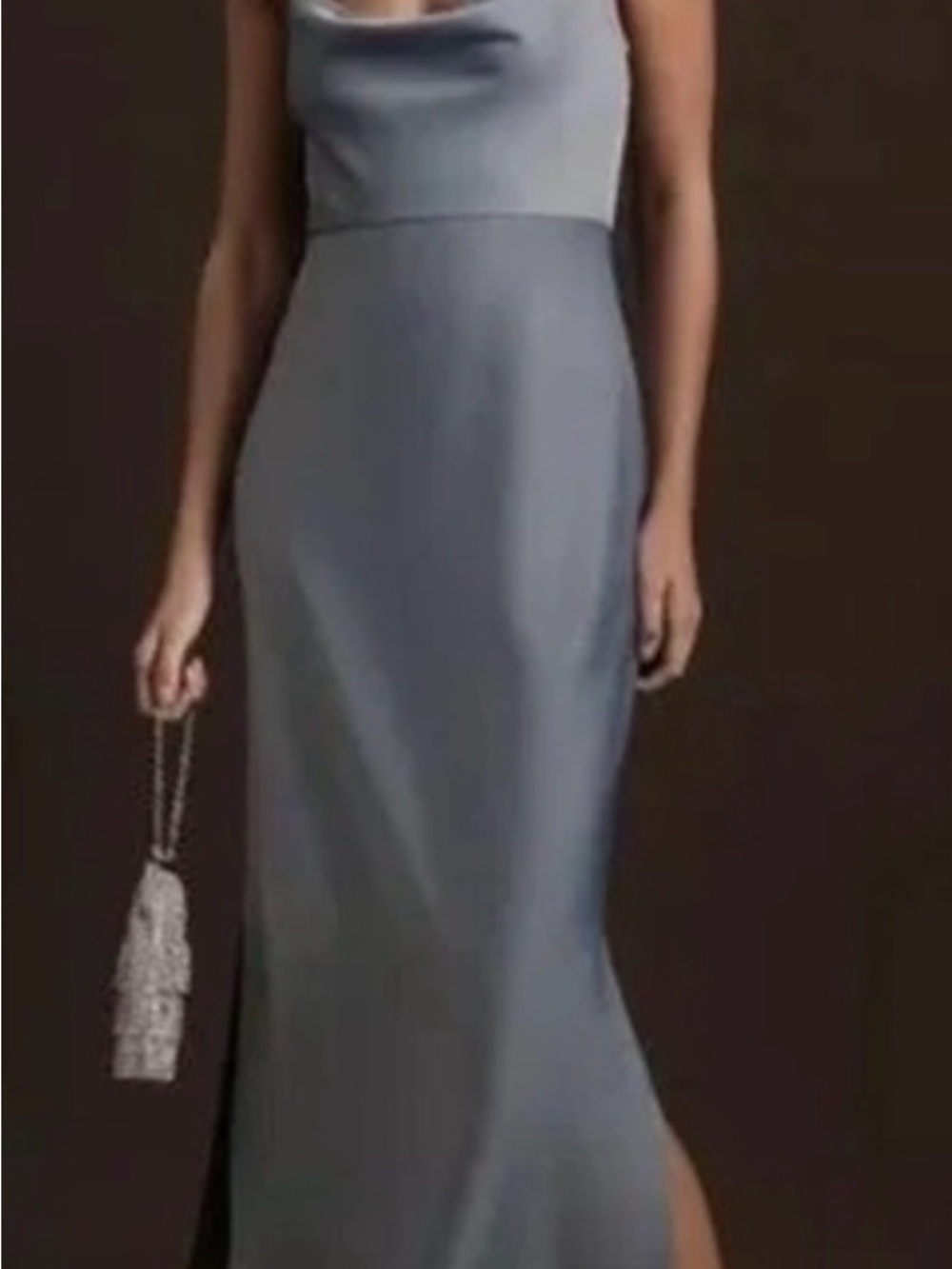 Anthropologie BHLDN Cali Satin Charmeuse Midi Dress in Dusty Blue 0